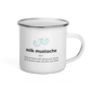 White enamel milk mustache mug
