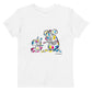 White organic cotton kids t-shirt with colorful art