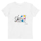 White organic cotton kids t-shirt with artist graphic