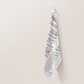 Recipe tea towel mock-up hanging on wall