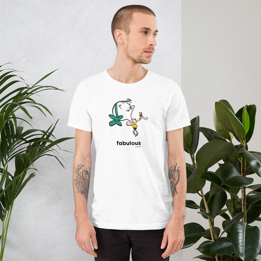 White unisex t-shirt with fabulous graphic