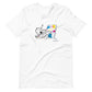 White unisex t-shirt with artist design