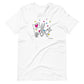 White unisex t-shirt with heart graphic