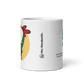 White glossy 11oz mug with cartoon illustration