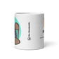 White glossy 11oz mug with cartoon design - front view