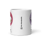 White glossy 11oz mug with cartoon design, front view.